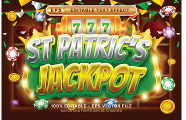 Poster - st patrick's jackpot 3d text effect and editable text effect whit spin and st patrick's day element