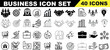 © Arafat - Business Icon Set, 40 vector icons, black and white, diverse categories including finance, communication, technology. Perfect for web design, presentations, infographics