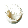 © CreativeAi - Milk splash isolated on a transparent background, Generative AI