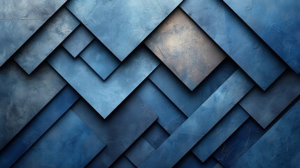 Blue metal background with abstract geometric pattern. 3d render illustration. - Generative AI