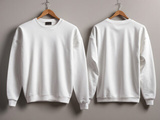 Wall Mural - white full sleeve tshirt sweatshirt mockup on gray background. Generative AI