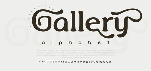 Wall Mural - Gallery abstract technology science alphabet lowercase font. digital space typography vector illustration design