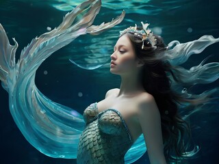 Wall Mural - mermaid in the water