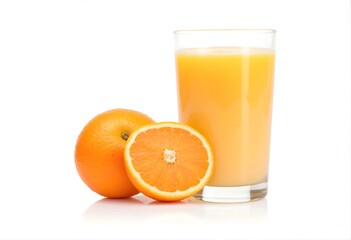 Wall Mural - Glass of orange juice and orange fruit