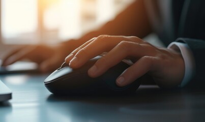 businessman hand is using a mouse