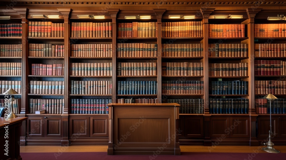 Study With Legal Library Law library with shelves of books and legal documents in a professional ...