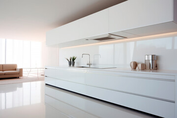 Wall Mural - Modern kitchen interior with white wall house. Minimalistic scandinavian style