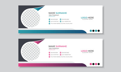 Wall Mural - Modern corporate business email signature or email footer design template, professional multipurpose layout design bundle set in 2 gradient colors, creative editable layout, new trendy style