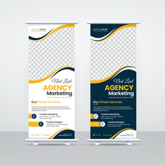 Wall Mural - Corporate business roll up pull up x banner standee template design, modern creative layout design bundle set for business advertising promotion marketing ads, new trendy editable wavy design