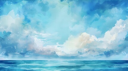 Naklejka na meble watercolor background sky and ocean seamless pattern.
