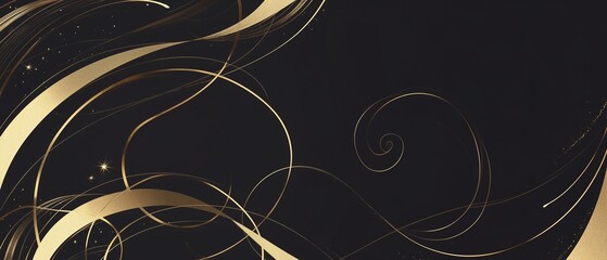 Wall Mural - luxury black gold background with swirl and flower