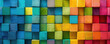 Beautiful colorful multi-colored blocks stacked in a gradient for the background. Wooden cubes for design.