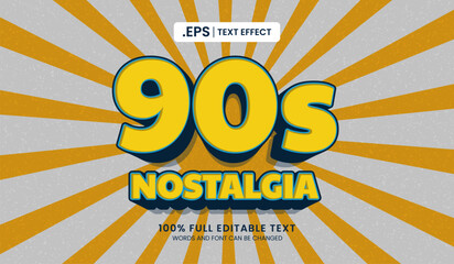 Wall Mural - design editable text effect, 90s nostalgia 3d concept vector illustration