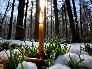 Canvas Print - candles in the snow