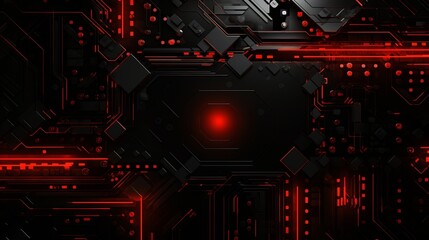 Wall Mural - Vibrant black and red digital tech backdrop - futuristic abstract design for creative projects