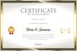 Certificate with golden seal and colorful design border