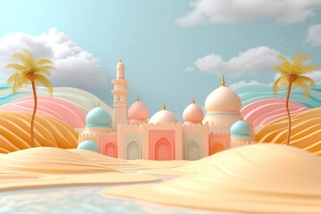 Wall Mural - islamic greeting card for Ramadan kareem or ied mubarak background
