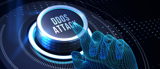 DDoS ATTACK inscription, online attack concept inscription, online security concept. 3d illustration