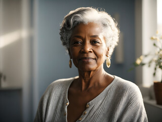 Wall Mural - Indoor Portrait of a Proud and Confident Cheerful Senior African American Woman