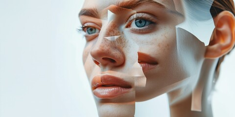 Poster - A Woman's Face Assembled From Different Parts