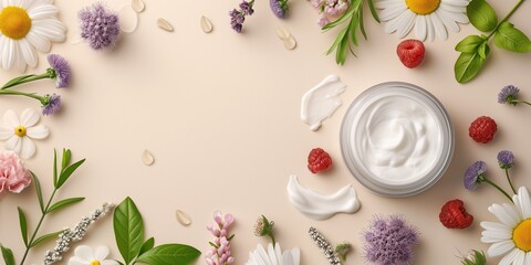 Wall Mural - Top view of personal care products