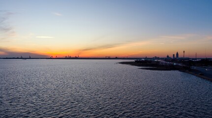 Canvas Print - Mobile bay causeway at sunset