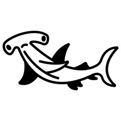 Wall Mural - Hammerhead Fish glyph and line vector illustration