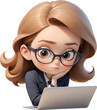 © wowyoung - Female 3D character looking at laptop