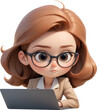 © wowyoung - Female 3D character looking at laptop