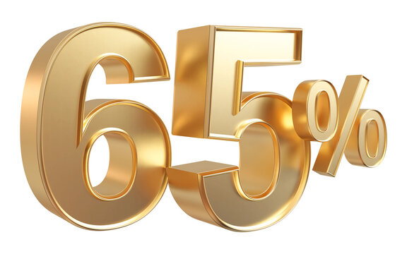 65 percent off discount number golden 3d render
