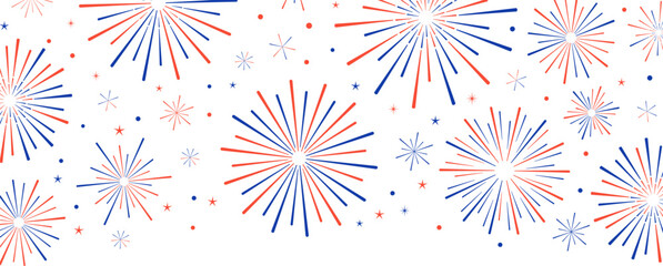 USA 4th of July independence day or president day celebration, festival vector banner, explosion firecracker background