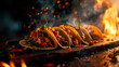 Delicious Tacos Mexican Streetfood BBQ Plate Smoke Flames Dining Grill Food Yummy Menu Meal Grilled Sizzling Tasty Culinary Quesadillas Enchiladas Nachos Burritos Fajitas Salsa Guacamole Appetizing Ju