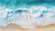 Relaxing aerial beach scene, summer vacation holiday template banner. waves surf with amazing blue ocean lagoon, sea shore, coastline. perfect aerial drone top view. peaceful bright beach,