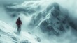person in the mountains, skier in snowy mountains, generative ai