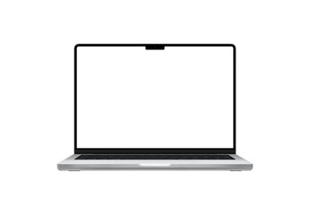 Aufkleber - Modern laptop with a notch display, featuring a built-in camera. Transparent isolated screen and background for customizable mockups, showcasing contemporary technology and design innovation