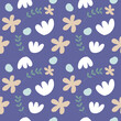 seamless pattern with flowers on blue background 