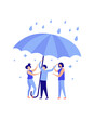 © Настя Прокопчук - People support each other, the concept of teamwork. People protect themselves from the rain, under an umbrella. Vector illustration isolated background.