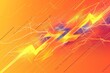 Orange background with electric lightning, discharge of energy, the concept of a banner of strength and power