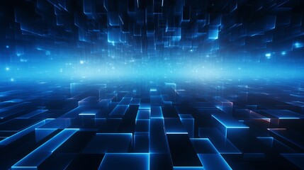Wall Mural - vibrant blue abstract tech background with geometric shapes