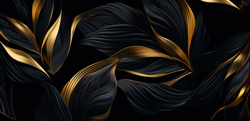 Poster - a gold and black background, in the style of rhythmic linear patterns