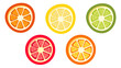 © Irina Shcherbakova - Citrus fruit icon set. Citrus fruit slices. Mandarin, lemon, lime, grapefruit, orange. Flat design
