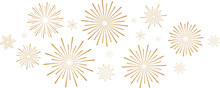 Abstract Gold Firework Vector Clip Art Set, Art Deco Burst Shapes, Carnival Festive Holiday Decoration Element