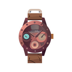 Wall Mural - Wristwatch of colorful set. This stylish image expertly blend design elements and cartoon artistry to highlight a hand watch as the ultimate accessory on a serene white canvas. Vector illustration.