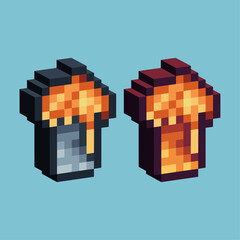 Poster - Isometric Pixel art 3d of beer drink icon for items asset. Cup of beer icon on pixelated style.8bits perfect for game asset or design asset element for your game design asset.