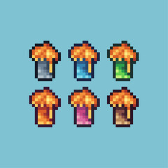Fototapete - Pixel art sets icon of glass of beer variation color. Beer drink icon on pixelated style. 8bits perfect for game asset or design asset element for your game design. Simple pixel art icon asset.