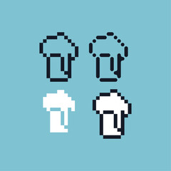 Poster - Pixel art outline sets icon of glass of beer variation color. Beer drink icon on pixelated style 8bits perfect for game asset or design asset element for your game design. Simple pixel art icon asset.