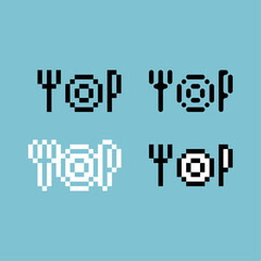 Poster - Pixel art outline sets icon of cutlery variation color. cutlery tool icon on pixelated style. 8bits perfect for game asset or design asset element for your game design. Simple pixel art icon asset.