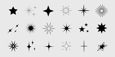 Wall Mural - sparkle icons set. twinkle stars collection. shine star icons. effect shine, glitter, twinkling and 
