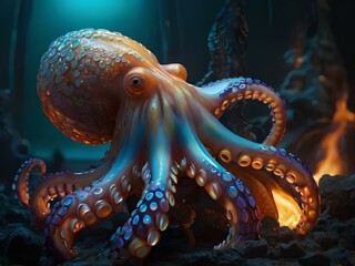 Canvas Print - octopus in aquarium