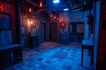 an immersive escape room with themed puzzles, teamwork challenges, and a thrilling storyline